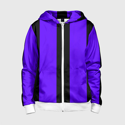 Детская толстовка на молнии Color purple black stripes / 3D-Белый – фото 1
