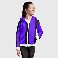 Толстовка на молнии детская Color purple black stripes, цвет: 3D-белый — фото 2