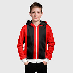 Толстовка на молнии детская Color black red lines, цвет: 3D-белый — фото 2