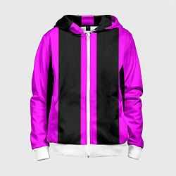 Толстовка на молнии детская Color black pink lines, цвет: 3D-белый