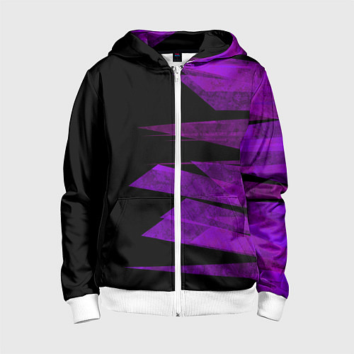 Детская толстовка на молнии Color purple black stripes / 3D-Белый – фото 1