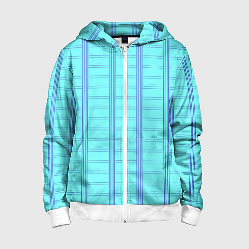 Детская толстовка на молнии Цвет голубая клетка / 3D-Белый – фото 1