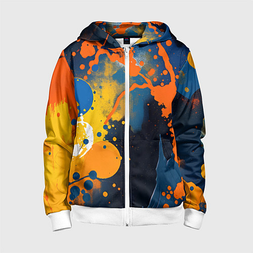 Детская толстовка на молнии Краска на стене / 3D-Белый – фото 1