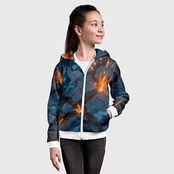 Толстовка на молнии детская Разлом камуфляжный плит, цвет: 3D-белый — фото 2