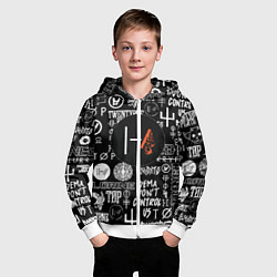 Толстовка на молнии детская Twenty one pilots rock logo, цвет: 3D-белый — фото 2