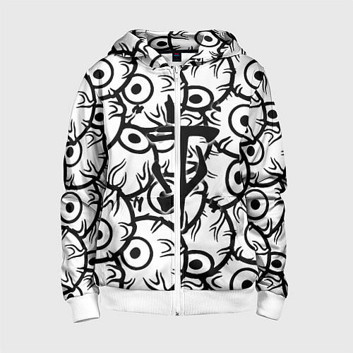 Детская толстовка на молнии Doom глаза монстра / 3D-Белый – фото 1