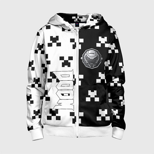 Детская толстовка на молнии Doom x minecraft pattern / 3D-Белый – фото 1
