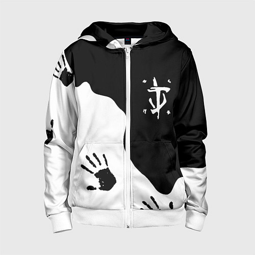 Детская толстовка на молнии Doom отпечатки демона / 3D-Белый – фото 1