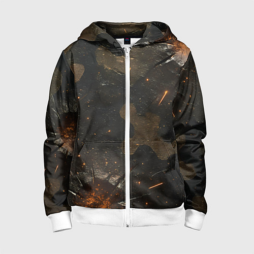 Детская толстовка на молнии Камуфляж со следами от пуль / 3D-Белый – фото 1