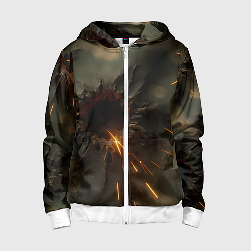 Детская толстовка на молнии Следы от пуль на камуфляже / 3D-Белый – фото 1