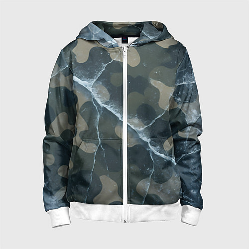 Детская толстовка на молнии Ледяной камуфляж / 3D-Белый – фото 1