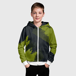 Толстовка на молнии детская Абстрактная текстура в зеленом, цвет: 3D-белый — фото 2