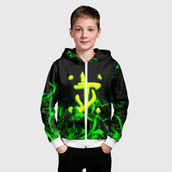 Толстовка на молнии детская Doom кислотное лого огненный, цвет: 3D-белый — фото 2