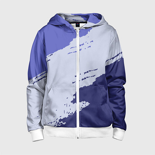 Детская толстовка на молнии Сине-голубые неравномерные полосы / 3D-Белый – фото 1