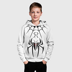Толстовка на молнии детская Паук на белом - the web of Fate, цвет: 3D-белый — фото 2