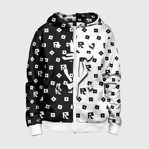 Детская толстовка на молнии Doom x roblox pattern / 3D-Белый – фото 1