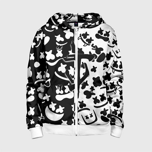 Детская толстовка на молнии Doom x Marshmello pattern / 3D-Белый – фото 1