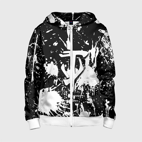 Детская толстовка на молнии Doom белые краски / 3D-Белый – фото 1