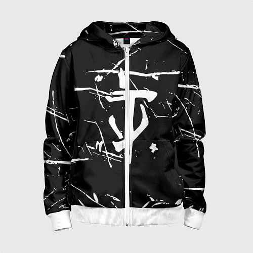 Детская толстовка на молнии Doom logo штрихи / 3D-Белый – фото 1