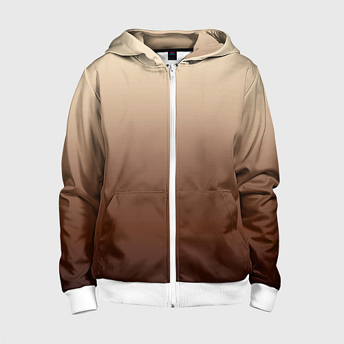 Детская толстовка на молнии Мокко мусс омбре / 3D-Белый – фото 1