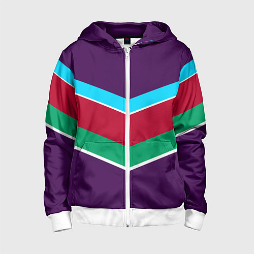 Детская толстовка на молнии Фиолетовый с полосами / 3D-Белый – фото 1