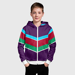 Толстовка на молнии детская Фиолетовый с полосами, цвет: 3D-белый — фото 2