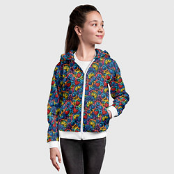 Толстовка на молнии детская Тропические ягоды и фрукты паттерн, цвет: 3D-белый — фото 2