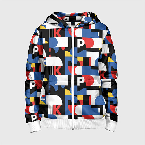 Детская толстовка на молнии Геометрия букв / 3D-Белый – фото 1