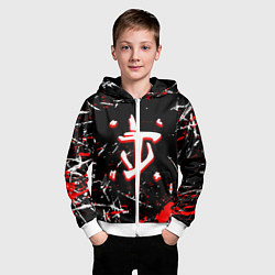 Толстовка на молнии детская Doom краски штрихи, цвет: 3D-белый — фото 2