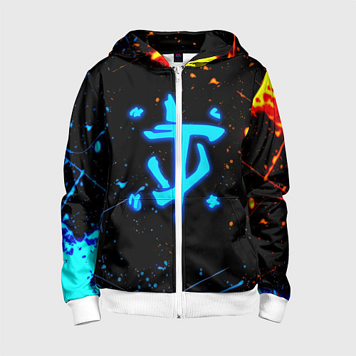 Детская толстовка на молнии Doom лёд и пламя краски / 3D-Белый – фото 1