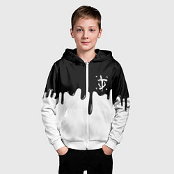 Толстовка на молнии детская Doom logo жидкие краски, цвет: 3D-белый — фото 2