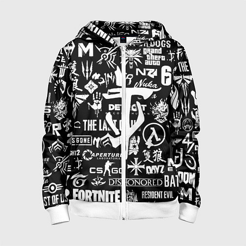 Детская толстовка на молнии Doom логотипы всех игр / 3D-Белый – фото 1