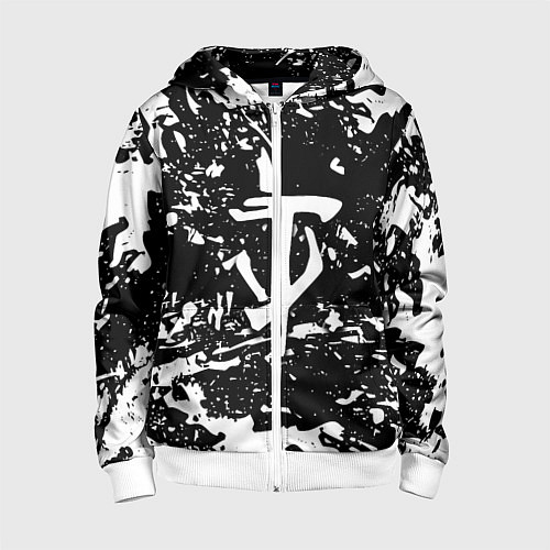 Детская толстовка на молнии Doom краски белые штрихи / 3D-Белый – фото 1