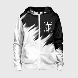 Толстовка на молнии детская Doom краски черно белый, цвет: 3D-белый