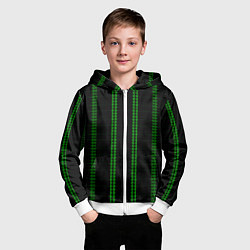 Толстовка на молнии детская Color black cage green stripes, цвет: 3D-белый — фото 2