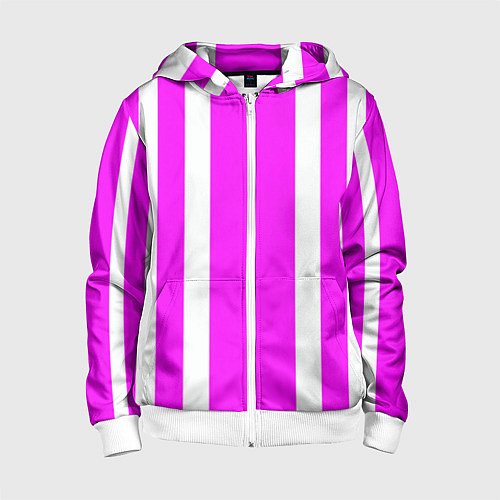 Детская толстовка на молнии Color white pink stripes / 3D-Белый – фото 1
