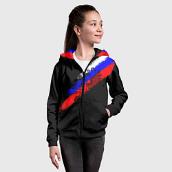 Толстовка на молнии детская Герб на фоне цветов флага на чёрном фоне, цвет: 3D-черный — фото 2