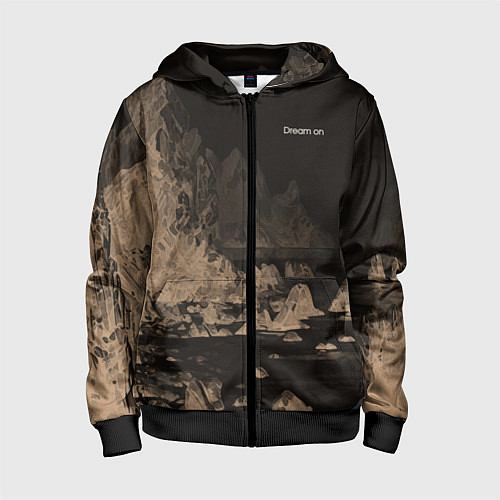 Детская толстовка на молнии Dream on тёмно-коричневый / 3D-Черный – фото 1
