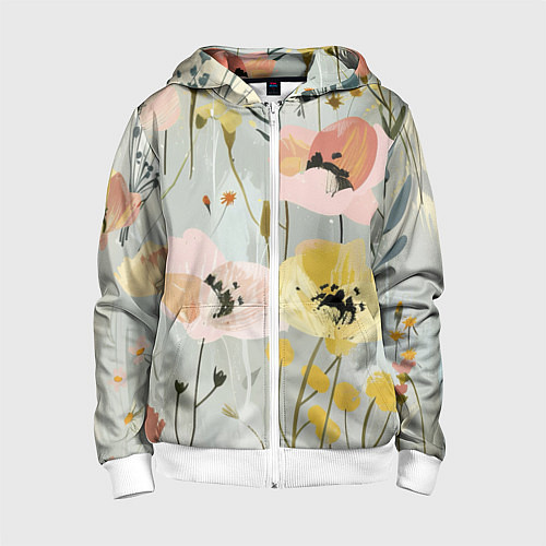 Детская толстовка на молнии Цветы и цветочки / 3D-Белый – фото 1