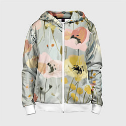 Толстовка на молнии детская Цветы и цветочки, цвет: 3D-белый