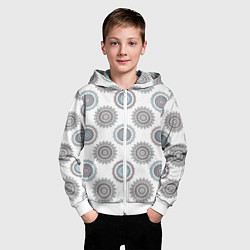 Толстовка на молнии детская Круглый разноцветный узор мандала, цвет: 3D-белый — фото 2