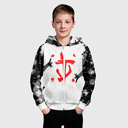 Толстовка на молнии детская Doom лого камуфляж текстура, цвет: 3D-белый — фото 2