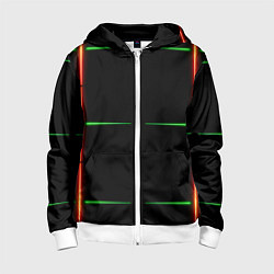 Толстовка на молнии детская Color black green orange stripes, цвет: 3D-белый