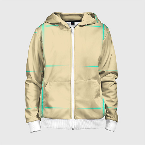 Детская толстовка на молнии Color beige green stripes / 3D-Белый – фото 1