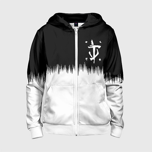 Детская толстовка на молнии Doom краски черно белый / 3D-Белый – фото 1