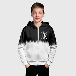 Толстовка на молнии детская Doom краски черно белый, цвет: 3D-белый — фото 2