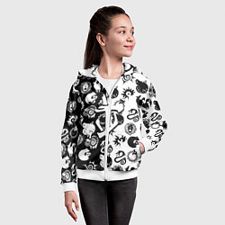 Толстовка на молнии детская Doom anime black pattern, цвет: 3D-белый — фото 2