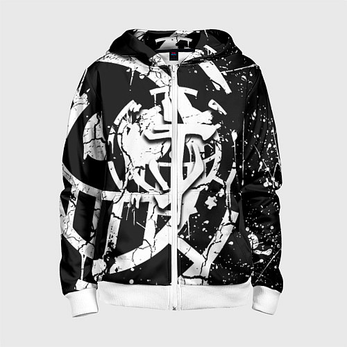 Детская толстовка на молнии Doom smile game / 3D-Белый – фото 1