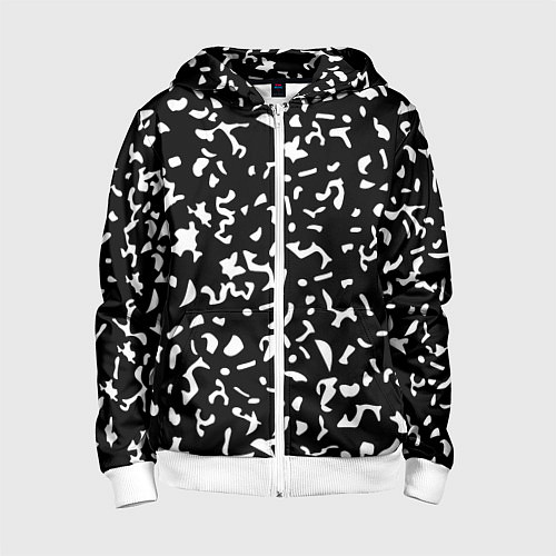 Детская толстовка на молнии Черный камуфляж / 3D-Белый – фото 1