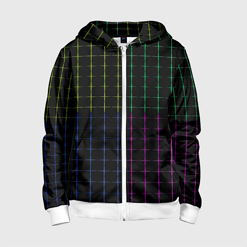 Детская толстовка на молнии Color black multicolored stripes / 3D-Белый – фото 1